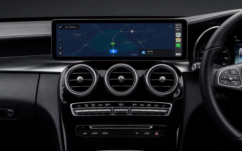 Mercedes C-Class W205 with upgraded 12.3" widescreen CarPlay screen